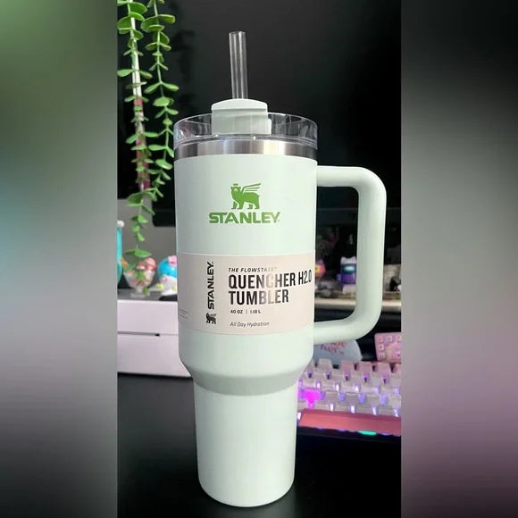 40 Oz Tumbler With Handle Straw Insulated, Stainless Steel