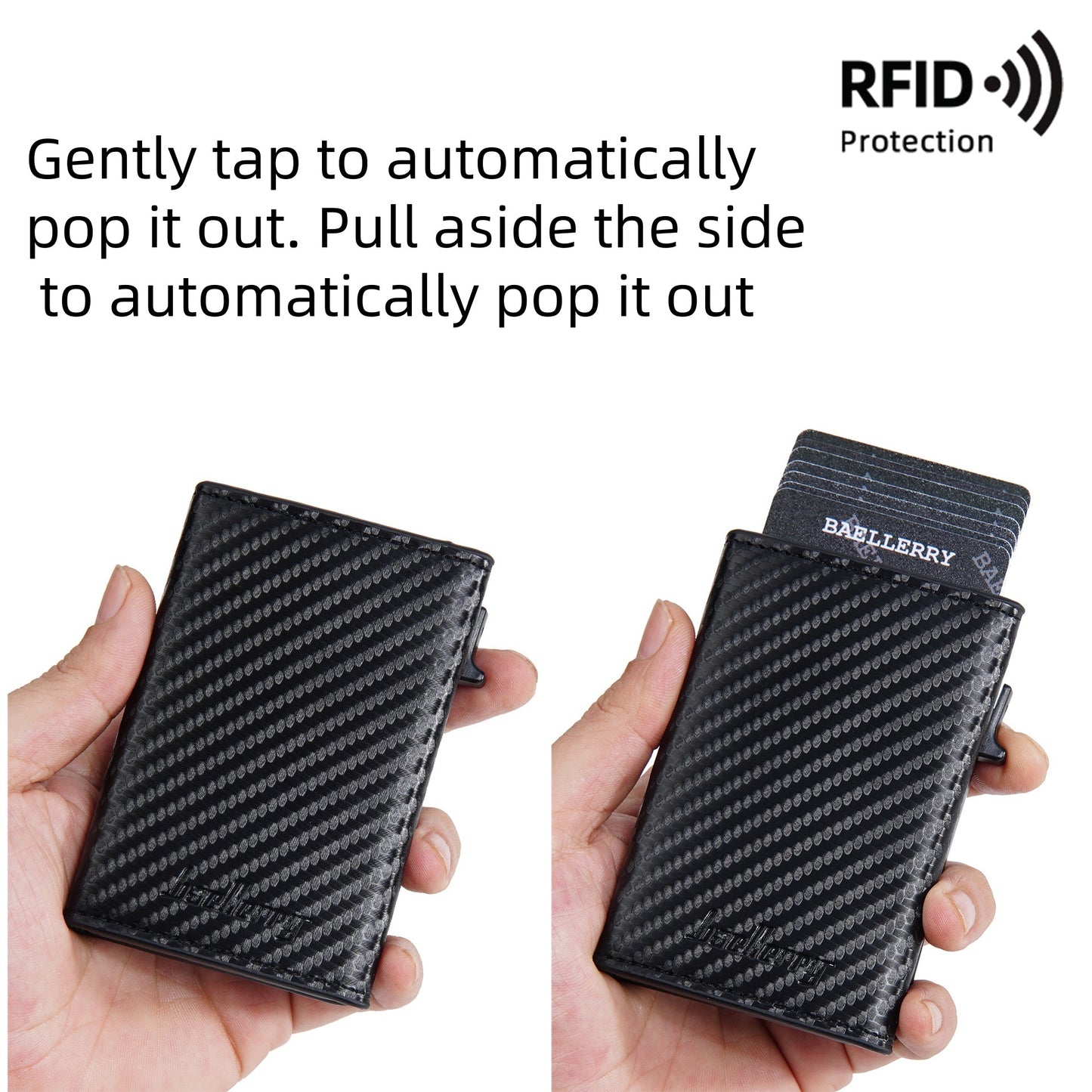 New RFID Cowhide Passport Holder Wallet Passport Bag Protective Cover Carbon Fiber Pattern Anti-theft Brush Wallet Automatic Pop-up Zipper First Layer Genuine Leather Men's Wallet
